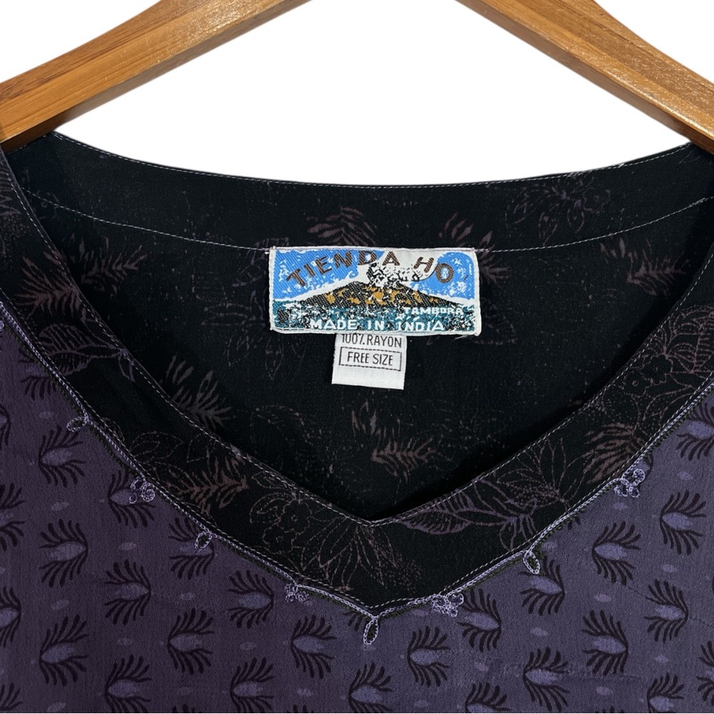 Tienda Ho 100% Rayon Boho Top in Free Size Floral Paisley Print Embroidered - Picture 7 of 7